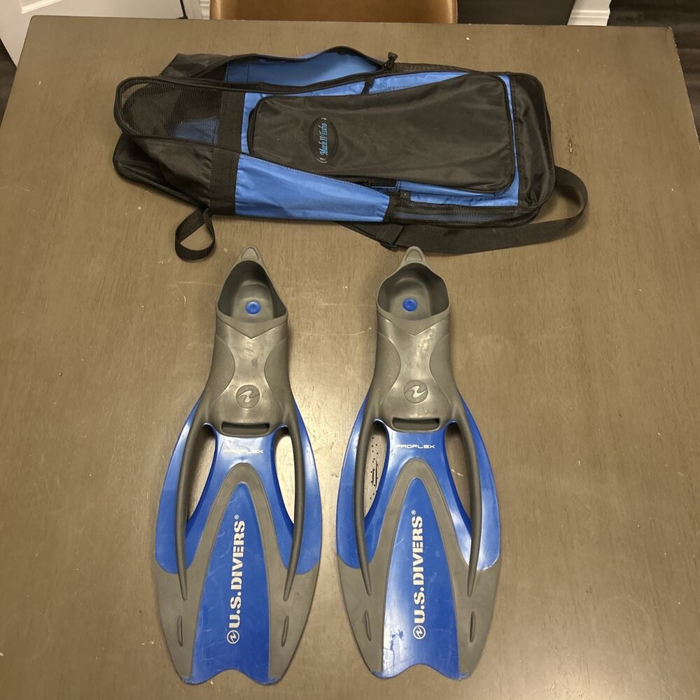 US Divers Proflex Flippers Fins for Scuba Diving & Snorkeling Sz M 6.5-8 W/Bag